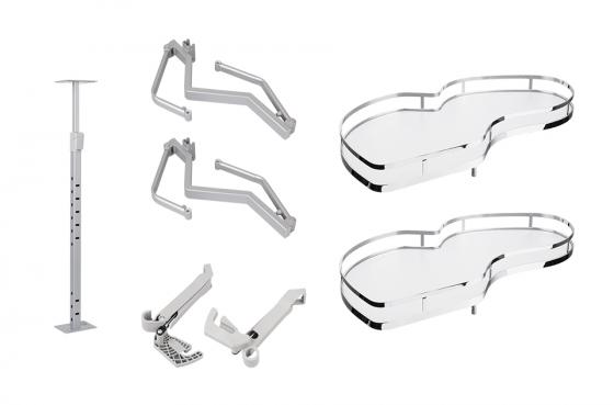 StrongWire rohové police s tlumením classic 450mm levé - bílé dno/reling chrom