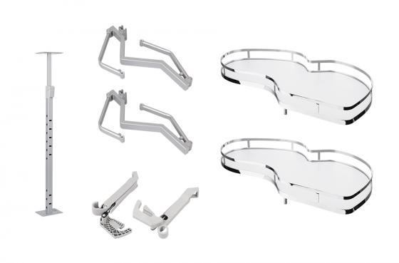 StrongWire rohové police s tlumením classic 450mm pravé - bílé dno/reling chrom