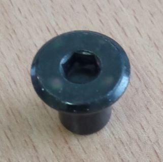 Matice nábytková spojovací M6x12mm zinek černý plochá hlava 15mm