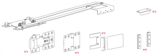TERNO Spin sada kování pro skládané dveře, 497mm, 23mm, bílá