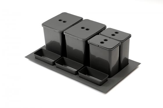 StrongBins sorter 2x16 + 2x8 l vložený do zásuvky 800 - 900 mm, antracit