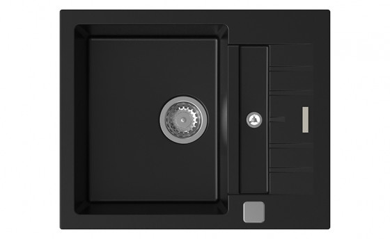 StrongSinks S3 Dřez granit Vardar 615 615x500mm s odkapem a vaničkou černá