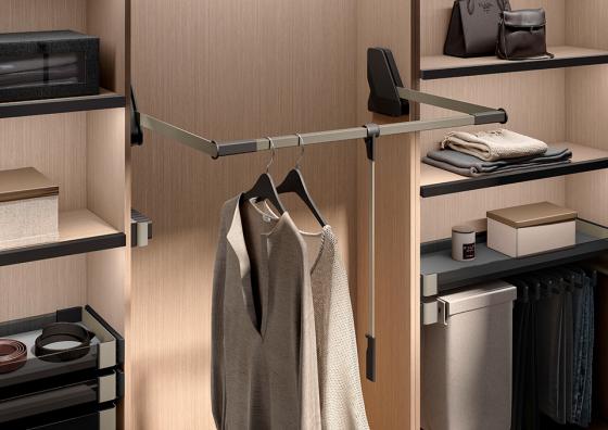 KES Conero, sklopná šatní tyč, LW 445-628mm, 12kg, champagne gold