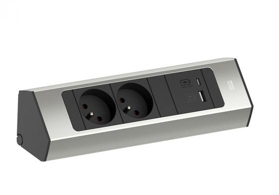 BACHMANN 932.003 Casia 2, 2x230V + 1xUSB A/C, imitace nerezi