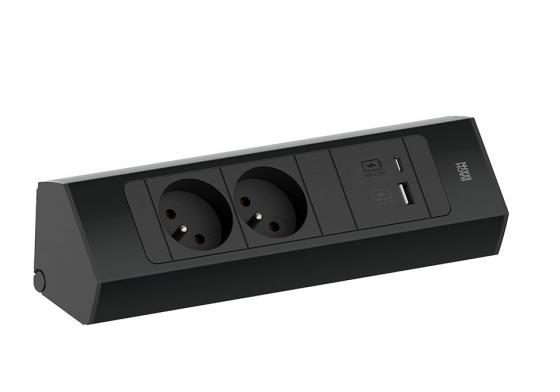 BACHMANN 932.103 Casia 2, 2x230V + 1xUSB A/C, černá RAL9005