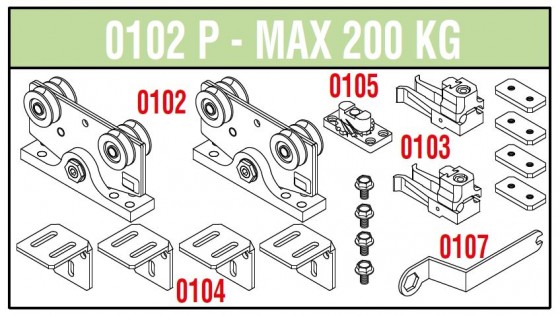 SISCO sada kování pro posuvné dveře 200kg art. 102/P