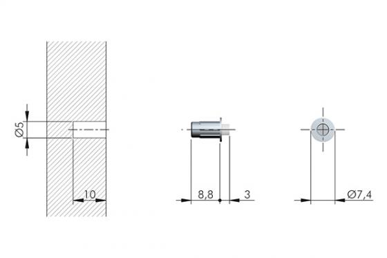IF-tlumič dvířek závrtný Flex 5mm  10x3mm antracit