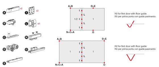 TERNO Versatile sada,fixní dvojkřídlo,80kg,magnety,závěsy,2400mm,spodní,černá