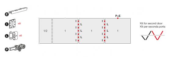 TERNO Versatile sada,posuvné dvojkřídlo,(30)40kg,závěsy+magnety,3000mm,černá