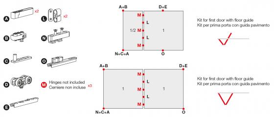 TERNO Versatile sada,fixní dvojkřídlo,80kg,magnety,2400mm,spodní,černá