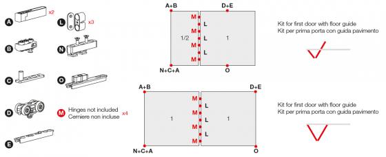 TERNO Versatile sada,fixní dvojkřídlo,80kg,magnety,3000mm,spodní,černá