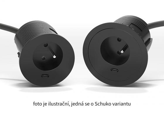 VersaTag elektrická zásuvka 1x 230V Schuko, 1x USB C, černá