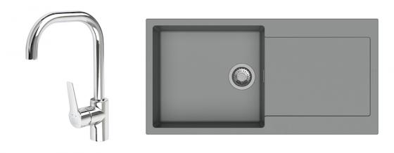 StrongSinks S3 Set dřez Zala 1000 1000x500mm granit šedá + Baterie Garonne chr.