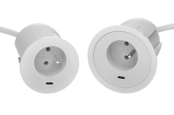 VersaTag elektrická zásuvka 1x 230V Francouzská, 1x USB C, bílá