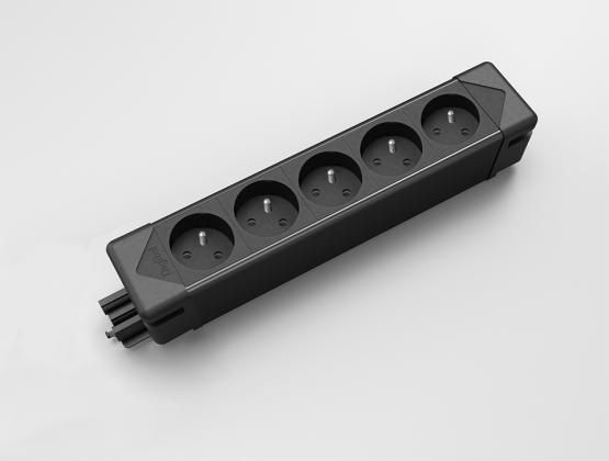 StrongPower elektrická zásuvka UnderDesk, 5x Francouzská, černá