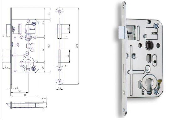 HOBES K 133 zámek 72/80 PZ  zinek bílý