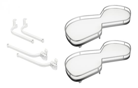 KES 235011 LeMans II, rohové police, Arena Classic, 400mm, levý - bílá/stříbrná