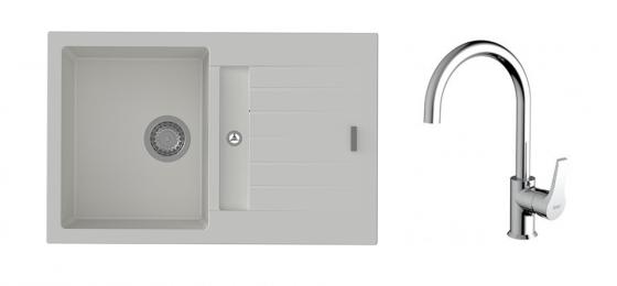 K-StrongSinks S3 Set dřez Vardar 780x500mm granit bílá + Baterie Rhona chrom