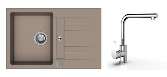 K-StrongSinks S3 Set dřez Vardar 780x500mm granit béžová + Baterie  Stréva chr.