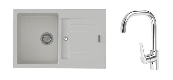 K-StrongSinks S3 Set dřez Vardar 780x500mm granit bílá + Baterie Garonne chr.