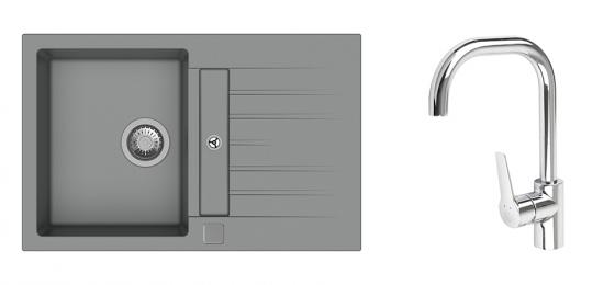 K-StrongSinks S3 Set dřez Vardar 780x500mm granit šedá + Baterie Garonne chr.