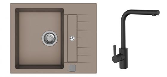 K-StrongSinks S3 Set dřez Vardar 615x500mm granit béžová + Baterie Ipoly černá
