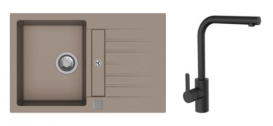 K-StrongSinks S3 Set dřez Vardar 780x500mm granit béžová + Baterie Ipoly černá