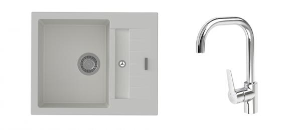K-StrongSinks S3 Set dřez Vardar 615x500mm granit bílá + Baterie Garonne chrom
