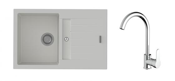 K-StrongSinks S3 Set dřez Vardar 780x500mm granit bílá + Baterie Seina chrom