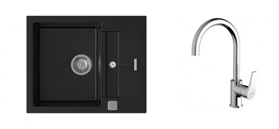 K-StrongSinks S3 Set dřez Vardar 615x500mm granit černá + Baterie Rhona chrom