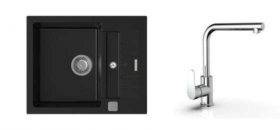 K-StrongSinks S3 Set dřez Vardar 615x500mm granit černá + Bater. Stréva chrom