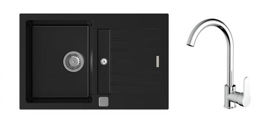K-StrongSinks S3 Set dřez Vardar 780x500mm granit černá + Baterie Seina chrom