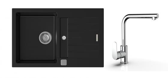 K-StrongSinks S3 Set dřez Vardar 780x500mm granit černá + Baterie  Stréva chr.