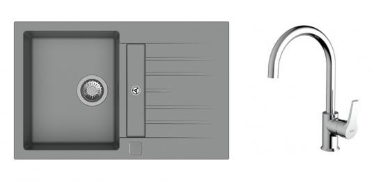 K-StrongSinks S3 Set dřez Vardar 780x500mm granit šedá + Baterie Rhona chrom