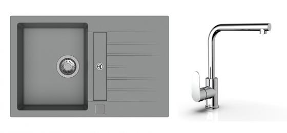 K-StrongSinks S3 Set dřez Vardar 780x500mm granit šedá + Baterie  Stréva chr.