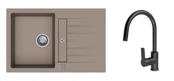 K-StrongSinks S3 Set dřez Vardar 780x500mm granit béžová + Baterie Loira černá