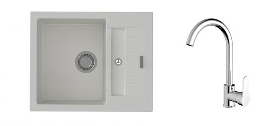 K-StrongSinks S3 Set dřez Vardar 615x500mm granit bílá + Baterie Seina chrom