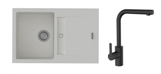 K-StrongSinks S3 Set dřez Vardar 780x500mm granit bílá + Baterie Ipoly černá