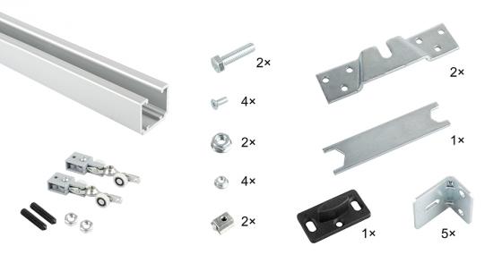 SISCO posuvné interiérové kování sada pro 1 křídlo, vedení 2m, 40kg, 2x brzda