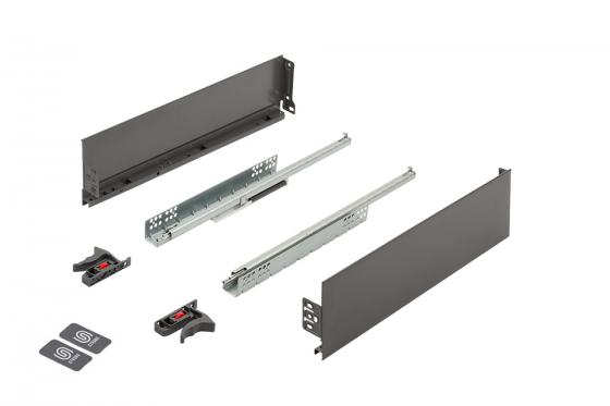 K-StrongMini zásuvka 121/550mm, tlumený plnovýsuv 30kg, šedá