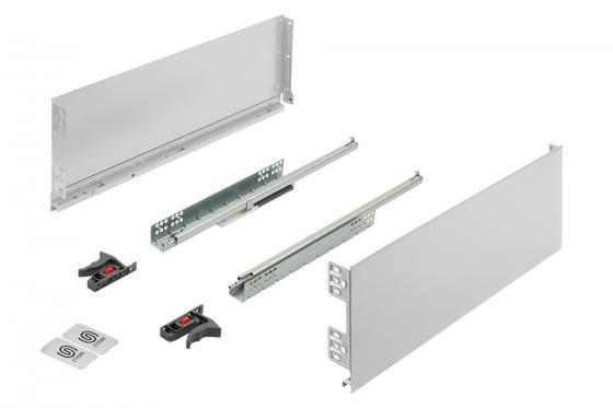 K-StrongMini zásuvka 185/550mm, tlumený plnovýsuv 30kg, bílá