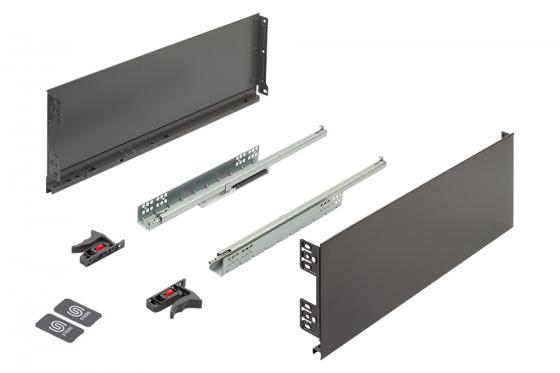 K-StrongMini zásuvka 185/500mm, tlumený plnovýsuv 30kg, šedá