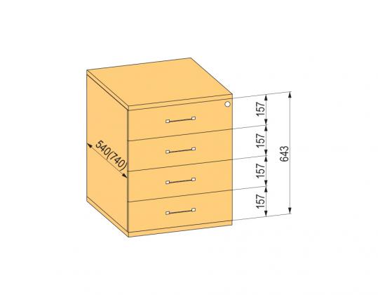 K-BBP kontejner 540/392 mm typ 8 zásuvka plast celovýsuv tlumený dotah