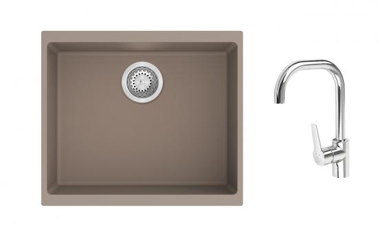 K-StrongSinks S3 Set dřez Hron 530x460mm granit béžová + Baterie Garonne chrom