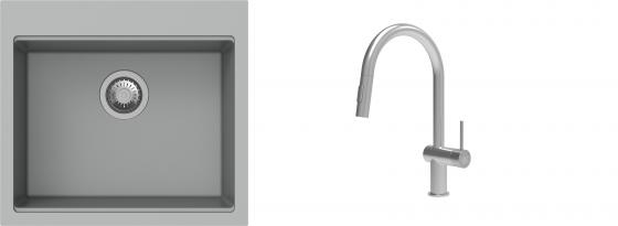 K-StrongSinks S3 Set dřez Ipel 560x510mm granit šedá + Baterie Neris celonerez