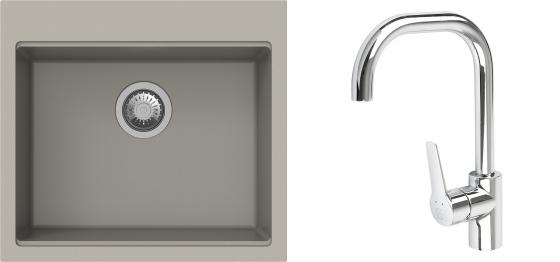 K-StrongSinks S3 Set dřez Ipel 560x510mm granit béžová + Baterie Garonne chrom