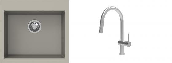 K-StrongSinks S3 Set dřez Ipel 560x510mm granit béžová + Baterie Neris celonerez