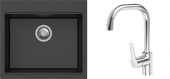 K-StrongSinks S3 Set dřez Ipel 560x510mm granit černá + Baterie Garonne chrom