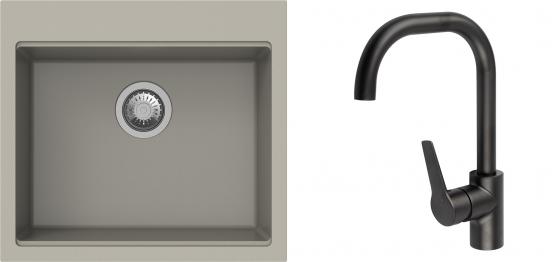 K-StrongSinks S3 Set dřez Ipel 560x510mm granit béžová + Baterie Garonne černá