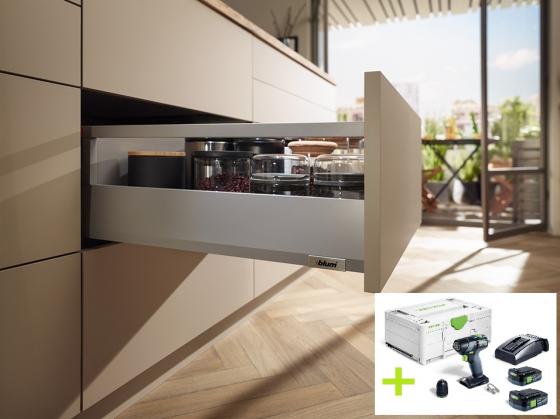 K-BLUM set Merivobox 500mm/40kg Indium šedá IG-M Inserta+FESTOOL TXS 12 2,5 Plus